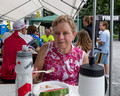 Karen dining at mile 46 - PV metric century