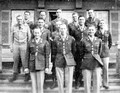 from 1 x 1.5 inch - Dad front left - at party - Hermannsdorf Germany - July 1945