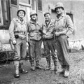 from 1.5 inch sq - Tough lookers ain't we - Dad middle right - Hambach France - taken  5 or 6-Dec-1944