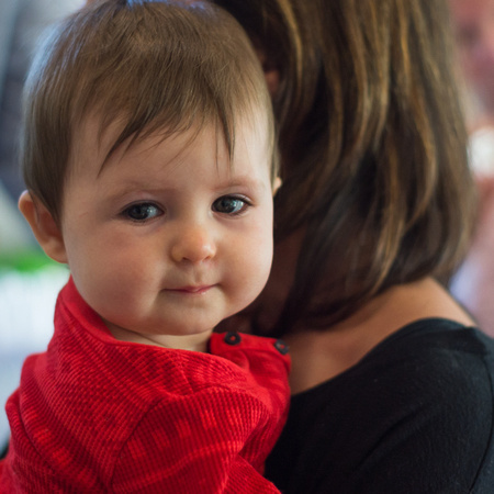 Madison hanging close to mom