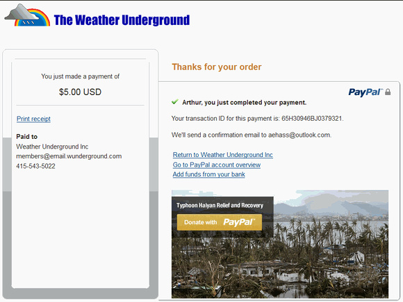 Weather Underground annual fee - 1-21-2014