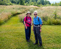 Ann and Karen hiking at Shelburne Farms