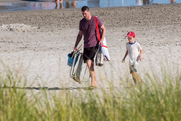 Jon and Jackson returning from the beach